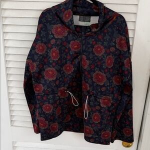 Anthropologie Navy and Red Floral Jacket